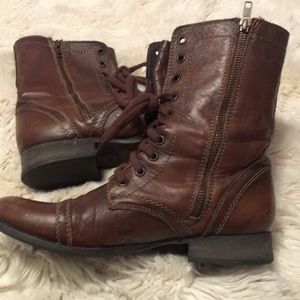 Brown combat boots